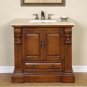 38.75" Bravia - Travertine Top Bathroom Sink Vanity Soft Close Hardware Cabinet 0907
