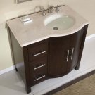 36" Kimberly WR - Crema Marfil Marble Bathroom Cabinet Off Center Sink Vanity 0912