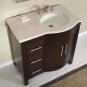 36" Kimberly WR - Crema Marfil Marble Bathroom Cabinet Off Center Sink Vanity 0912