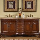 72" Grace - English Chestnut Finish Travertine Top Cabinet Bathroom Sink Vanity 8034