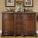 52" Adela - English Chestnut Finish Cabinet Bathroom Granite Double Sink Vanity 0180