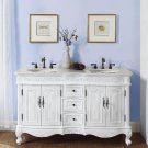58" Andrea - Marble Top Double Sink Bathroom Vanity Cabinet White Oak Finish 0145