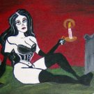 Mistress of the Graveyard Gothic Goth Dark Morbid Girl Art Painting