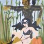 Harvest of Crows Gothic Goth Halloween Scarecrow Art Painting