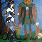 Pumpkin Man and Queen Witch Gothic Goth Halloween Horror Witch Art Painting