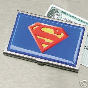 SUPERMAN SHIELD METAL BUSINESS CARD HOLDER NEW