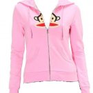 PAUL FRANK HEY JULIUS  ZIP UP HOODIE PINK NEW