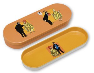 TINTIN & HADDOCK PONCHO METAL PENCIL CASE IMPORT NEW