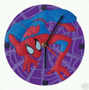 SPIDERMAN PVC WALL CLOCK (EUROPEAN LICENCE) PURPLE