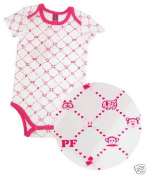 PAUL FRANK SMALL PAUL JULIUS MONOGRAM ONESIE PINK  NEW