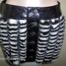Furry mini skirt (Black and white stripes) - Medium