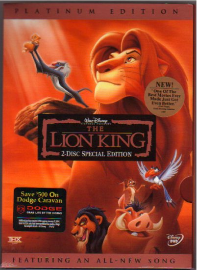 Walt Disney The Lion King 2 Disc Special Platinum Edition DVD