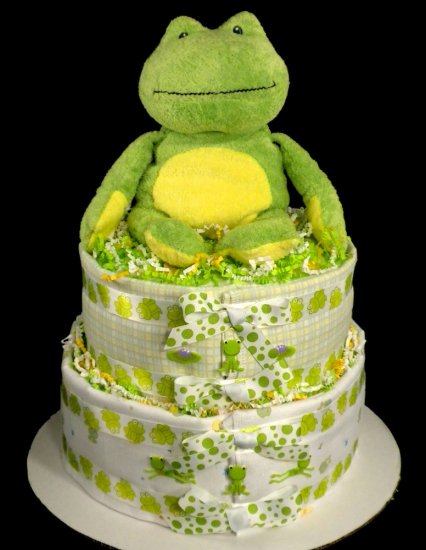 2 Tier Froggy Frog Diaper Cake Baby Shower Centerpiece Gift Blankets ...