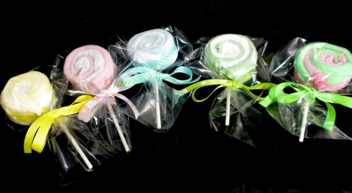 Washcloth Lollipop Baby Shower Favors Decorations Diaper Cakes Suckers