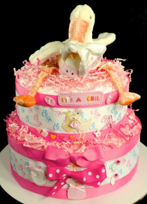 stork bundle baby diaper cake