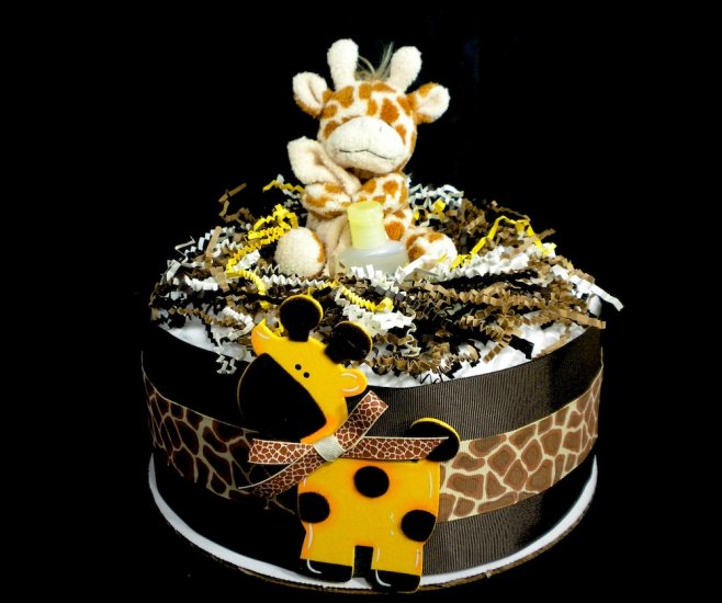 Gentle Giraffe Diaper Cake Baby Girl Gift