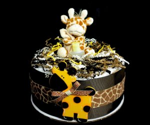 1 Tier Giraffe Diaper Cake Baby Shower Centerpiece Gift Neutral