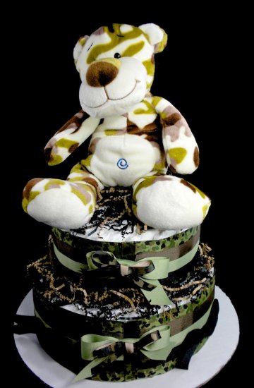HUNTER GREEN CAMO CAMOUFLAGE BOY DIAPER BASSINET BABY SHOWER TABLE DECORATION 