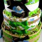 3 tier Baby Dinosaur Diaper Cake Baby Shower Gift Blankets Green and Brown Boy
