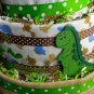 3 tier Baby Dinosaur Diaper Cake Baby Shower Gift Blankets Green and Brown Boy