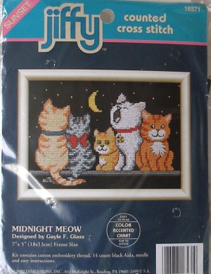 Midnight Meow Counted Cross Stitch