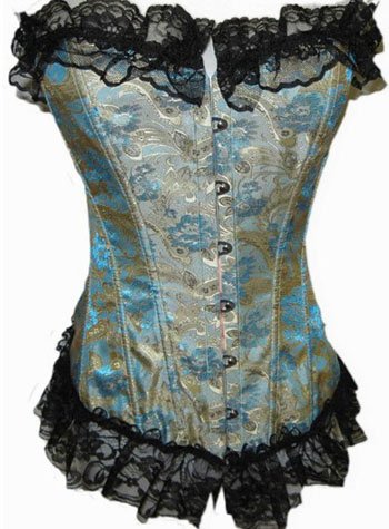 Lace Trimmed Floral Tapestry Boning Corset Sz XLG Code: AE2631
