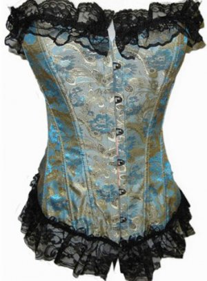 Lace Trimmed Floral Tapestry Boning Corset Sz XLG Code: AE2631