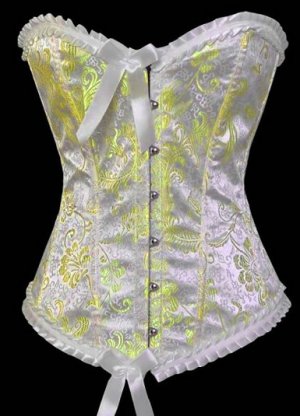 Satin Floral Print Corset with Scalloped Lace Trims Sz XLG Code: AM2692