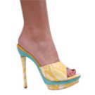 Vicaro 3256 6" Heel/ yellow print snake leather, 6" yellow aba cork