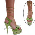 Karo Green leather, 6" swarovski r/s Style: 3238-6" Heel