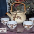 Vintage Japan Pottery Sake Teapot and 4 Cups Mint