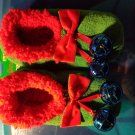 Blue Bell Ugly Christmas Snoozies Cozy Little Shoes with Non Skid Soles Womens Small Size 5-6
