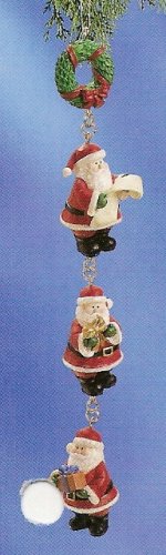 Russ Berrie Christmas Ornament - Santa's Village Santa Dangle Wreath FREE USA SHIPPING