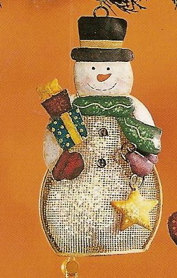 Russ Berrie Christmas Ornament - Metal Mesh Snowman with Star FREE USA SHIPPING