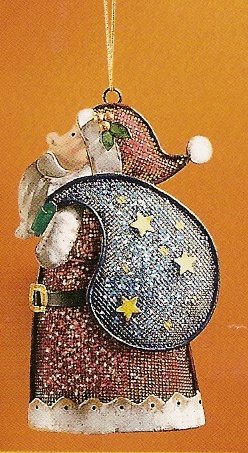 Russ Berrie Christmas Ornament - Metal Mesh Santa with Sack 'o' Presents FREE USA SHIPPING
