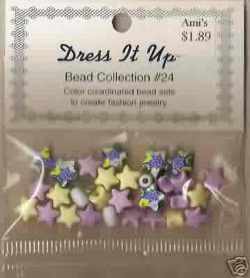 Dress It Up Bead Collection #24 - Lavender/Yellow Stars - Acrylic FREE USA SHIPPING!