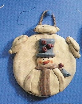 Russ Peace in the Meadow Round Wall Plaque - Snowman with Bunnies FREE USA SHIPPING!!