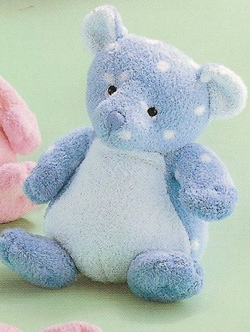 Russ Berrie Baby Plush Collection - Polka Dotsies Rattle Teddy Bear Blue FREE USA SHIPPING!