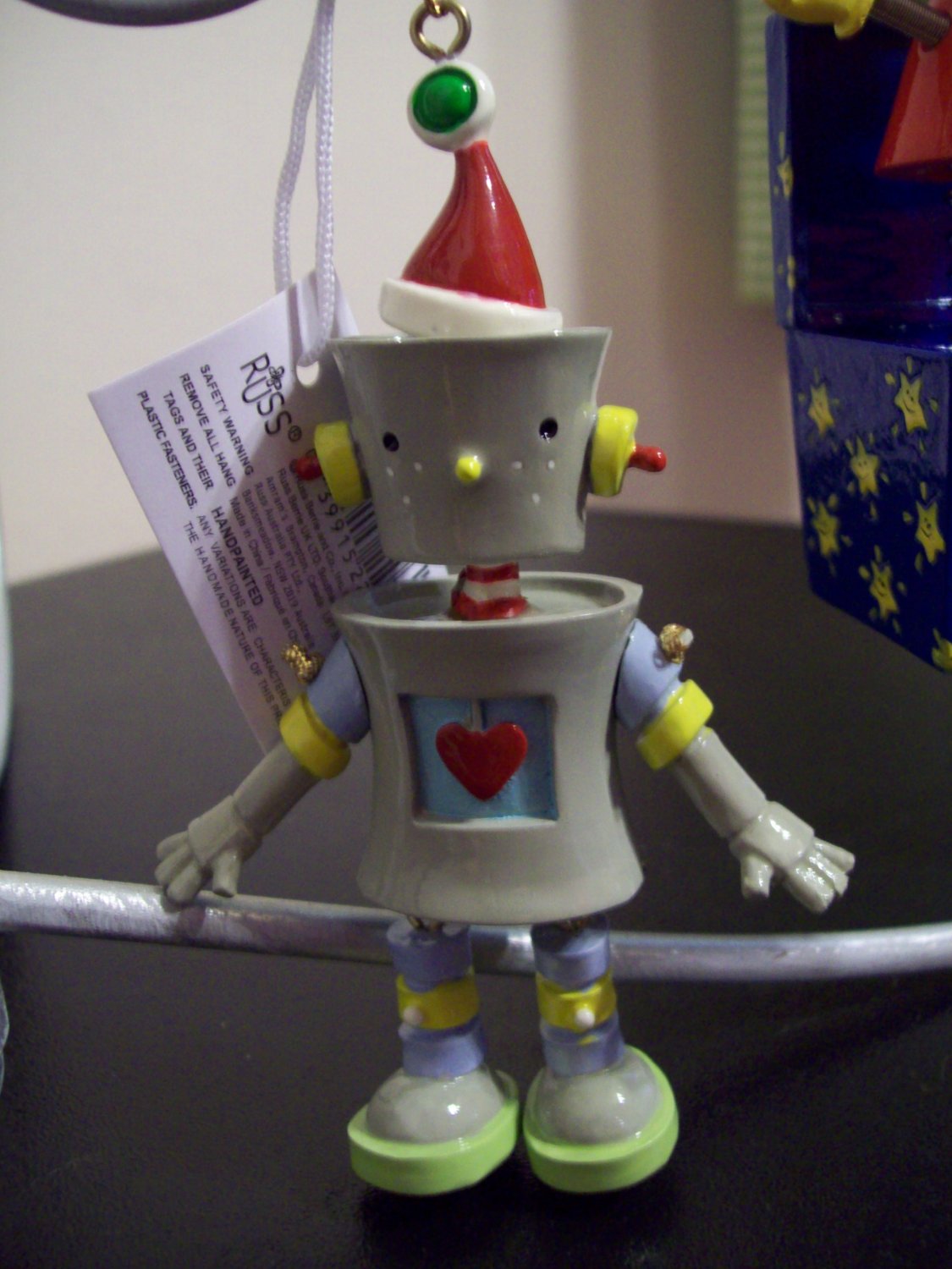 Russ Berrie Santa's Toyland Pull & Dangle Christmas Ornament - Bleap Robot
