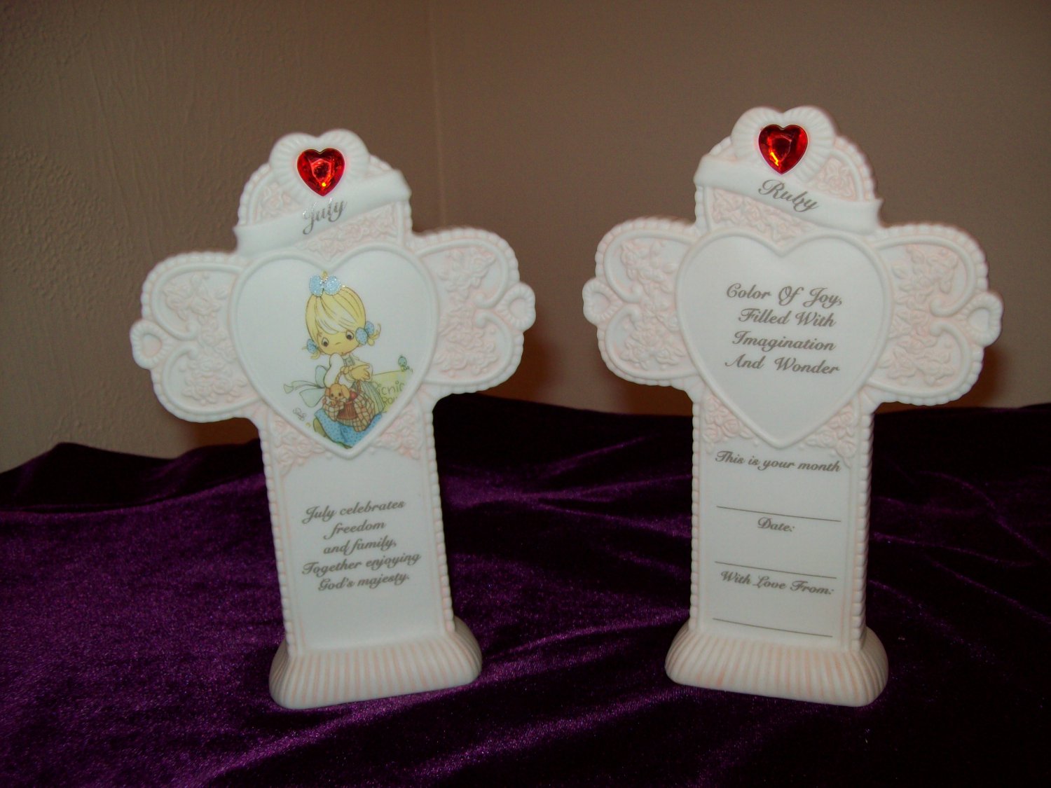 Precious Moments Porcelain Birthday Birthmonth Cross - July