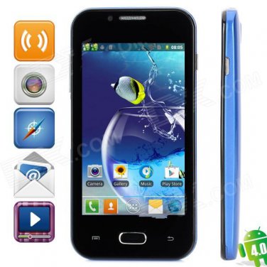 Z7 Dual-Core Android 4.0 GSM Bar Phone w/ 4.0" Capacitive Screen, Quad-Band and Wi-Fi - Blue