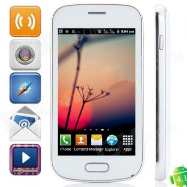 7562 Android 4.1.1 GSM Bar Phone w/ 4.0" Capacitive Screen, Quad-Band and Wi-Fi - White
