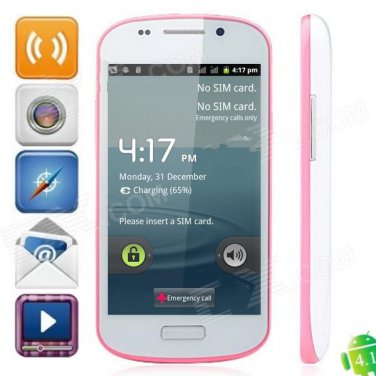 S9 Android 4.1.1 GSM Bar Phone w/ 4.0" Capacitive Screen, Quad-Band and Wi-Fi - White + Blue