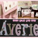 Hand Painted Letters to match JOJO Mod Dot Pink and Brown Girls Polka Dots