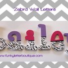 Hand Painted Nursery Wall Letters Zebra Print Pink and Black