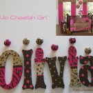 Hand Painted Nursery Wall Letters Brown Zebra Cheetah Print Pink Tween