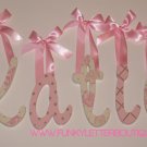 Hand Painted Girls Nursery Wall Letters Damask and Rosebuds