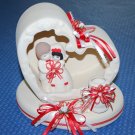 BRIDE AND GROOM HEART CENTERPIECE PAINTED