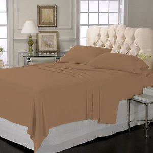 LUXURY SOLID SHEET SET 100% EGYPTIAN COTTON KING 800 TC SATIN CHOCOLATE.