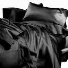 SHEET SET 100%EGYPTIAN COTTON QUEEN 600 TC SATIN BLACK SOLID